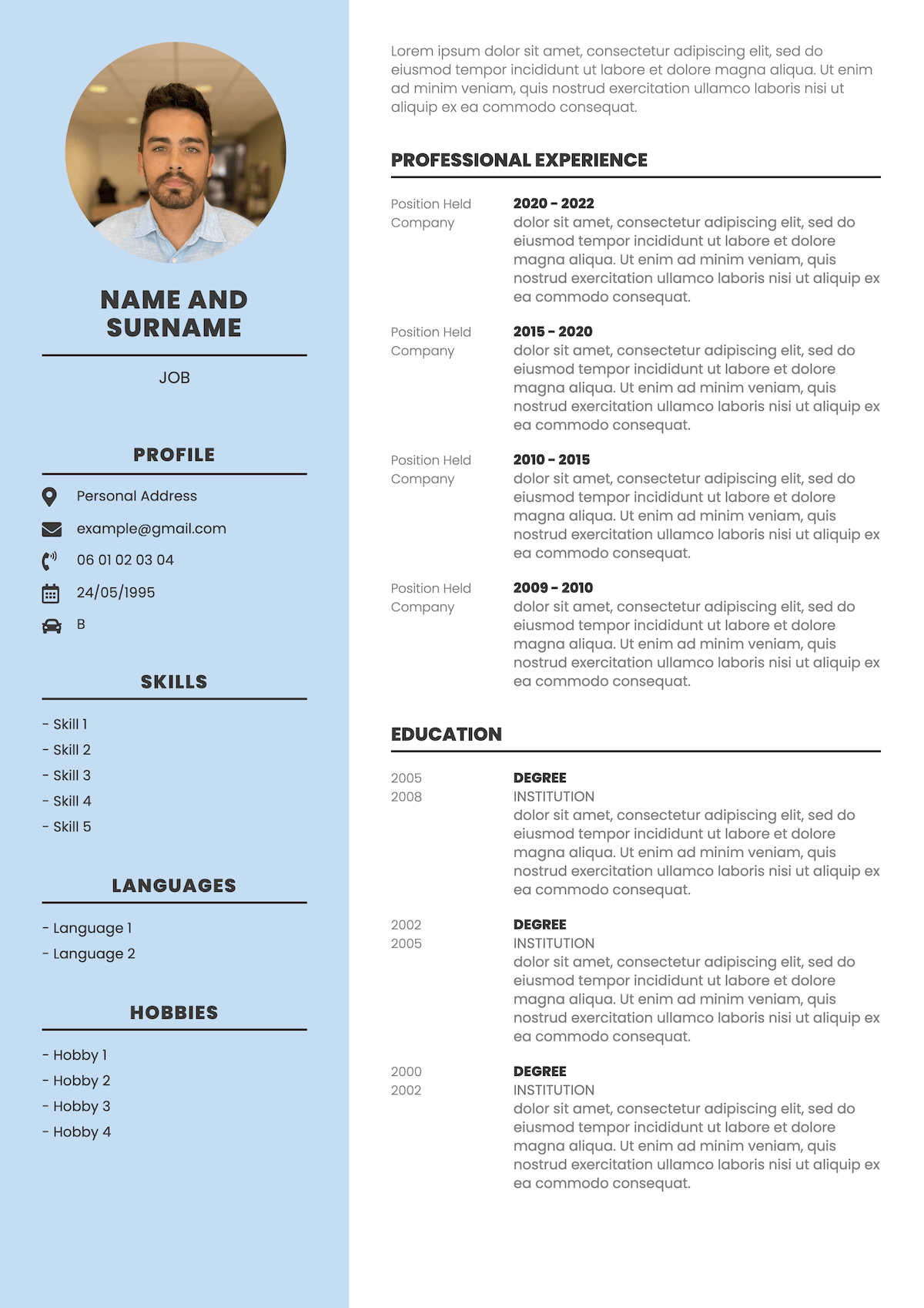Professional UK CV template